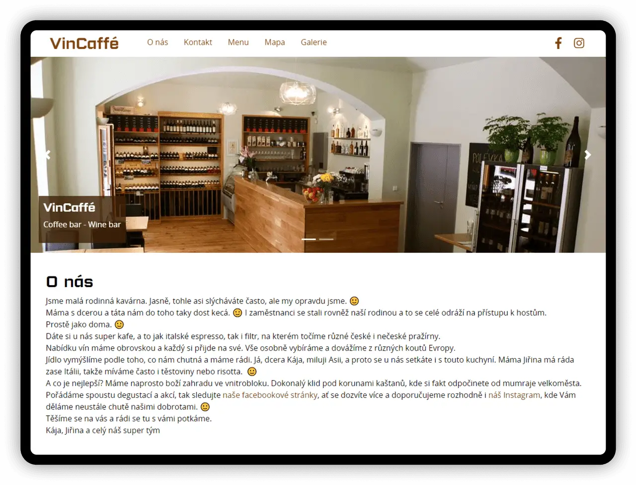 VinCaffé web-layout